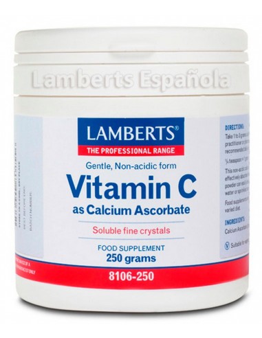 Vitamina C Ascorbato Calcio · Lamberts · 250 gramos